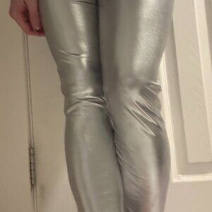 Dolls kill cyber sensation metallic leggings silver womens Large *DISCONTINUED*